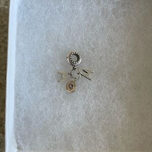 Pandora Sterling Silver and Pink Heart Mom Pendant